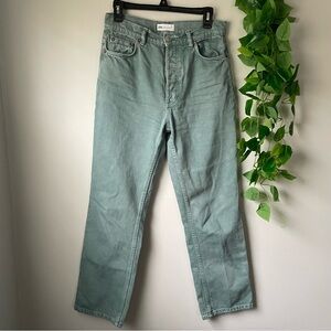 Zara Mint Green Blue Wide Leg Flare Jeans